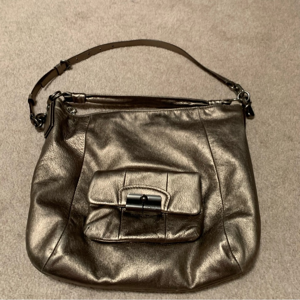 Coach Metallic Bronze Leather Hobo Bag